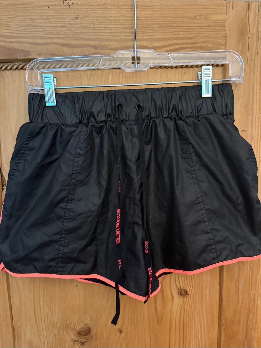 Rebecca Minkoff Black Athletic Shorts with Hot Pink Trim